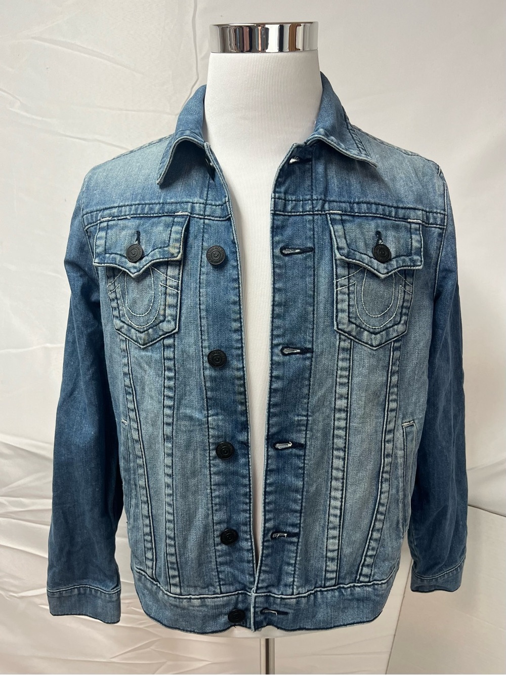True Religion Men’s Small Denim Blue Jean Trucker Jacket